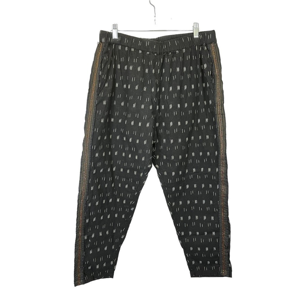 Anthropologie Navy Elastic Waist Pant with Bead Detailing on Seams and Back SZ M